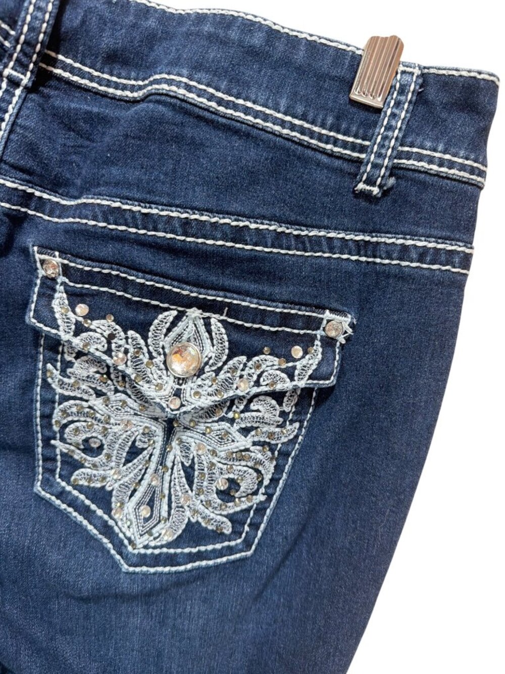 Apt 9 Y2K Embellished Pocket Bootcut Dark Wash Jeans